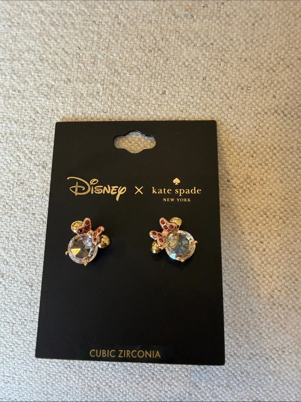 Disney x Kate Spade Minnie Crystal Stud Earrings - Gold & Clear
